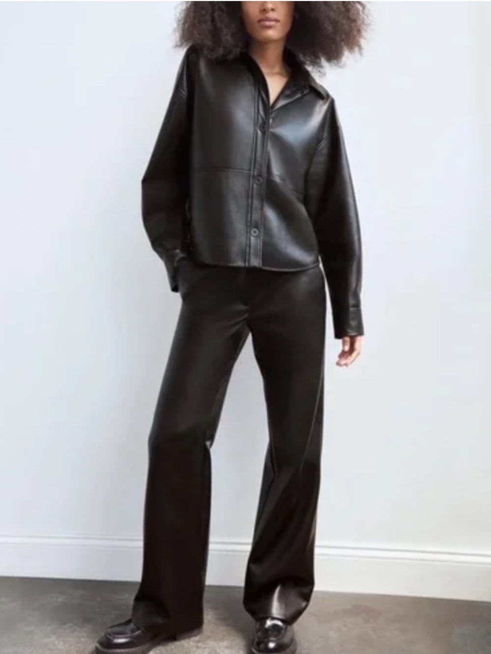 Babaton Vegan Leather Wide Leg Pants, Size 8, EUC